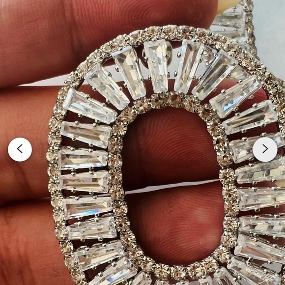 Natasha  Swarovski Baguette Round Earring - Picture 3 of 5